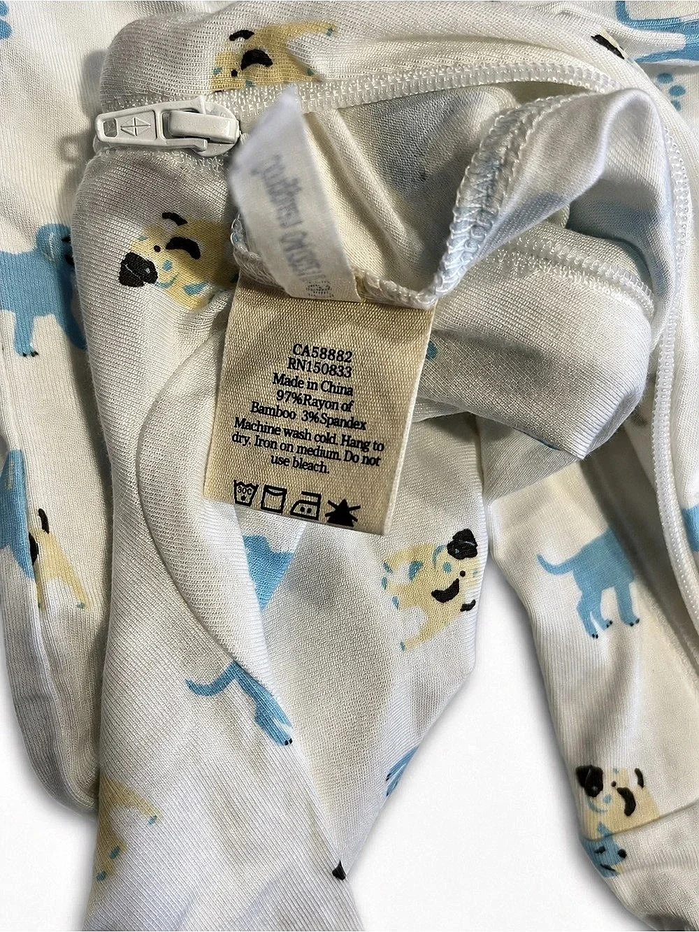 Kyte Baby 3-6M Blue Puppy Dog Bamboo Dual Zipper Romper NWT